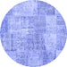 Round Patchwork Blue Transitional Rug, con1976blu