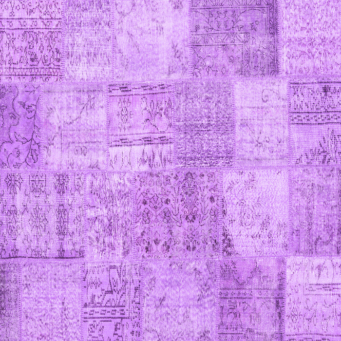 Square Machine Washable Patchwork Purple Transitional Area Rugs, wshcon1976pur