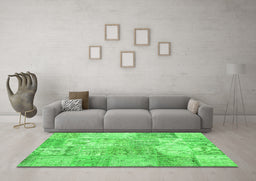 Machine Washable Patchwork Green Transitional Area Rugs in a Living Room,, wshcon1976grn