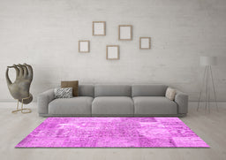 Machine Washable Patchwork Pink Transitional Rug in a Living Room, wshcon1976pnk