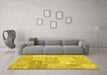 Machine Washable Patchwork Yellow Transitional Rug in a Living Room, wshcon1977yw