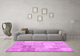 Machine Washable Patchwork Pink Transitional Rug in a Living Room, wshcon1977pnk