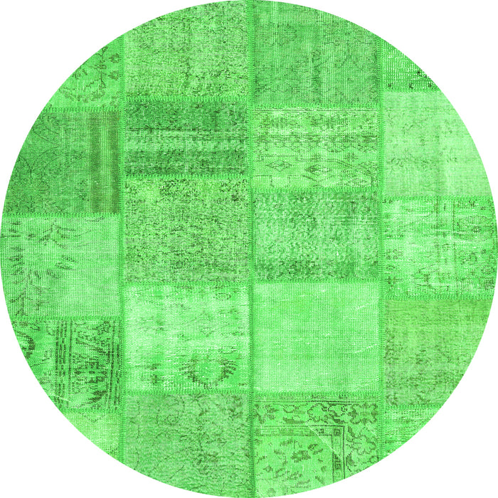 Square Patchwork Green Transitional Rug, con1977grn