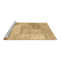 Sideview of Machine Washable Patchwork Brown Transitional Rug, wshcon1977brn
