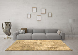 Machine Washable Patchwork Brown Transitional Rug in a Living Room,, wshcon1977brn