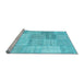 Sideview of Machine Washable Patchwork Light Blue Transitional Rug, wshcon1977lblu