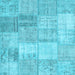 Square Patchwork Light Blue Transitional Rug, con1977lblu