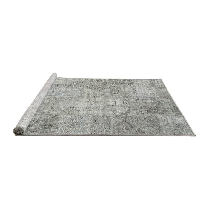 Serging Thickness of Machine Washable Contemporary Grey Gray Rug, wshcon1978