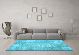 Machine Washable Patchwork Light Blue Transitional Rug in a Living Room, wshcon1978lblu