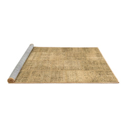 Sideview of Machine Washable Patchwork Brown Transitional Rug, wshcon1978brn