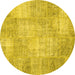 Round Patchwork Yellow Transitional Rug, con1978yw