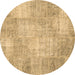 Round Patchwork Brown Transitional Rug, con1978brn