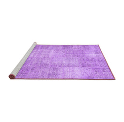 Sideview of Machine Washable Patchwork Purple Transitional Area Rugs, wshcon1978pur