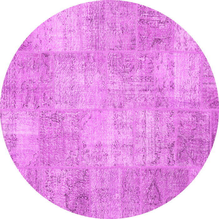 Round Patchwork Pink Transitional Rug, con1978pnk