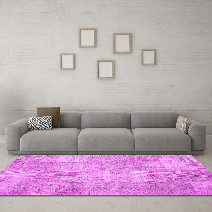 Machine Washable Patchwork Pink Transitional Rug in a Living Room, wshcon1978pnk