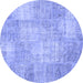 Round Patchwork Blue Transitional Rug, con1978blu