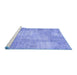 Sideview of Machine Washable Patchwork Blue Transitional Rug, wshcon1978blu