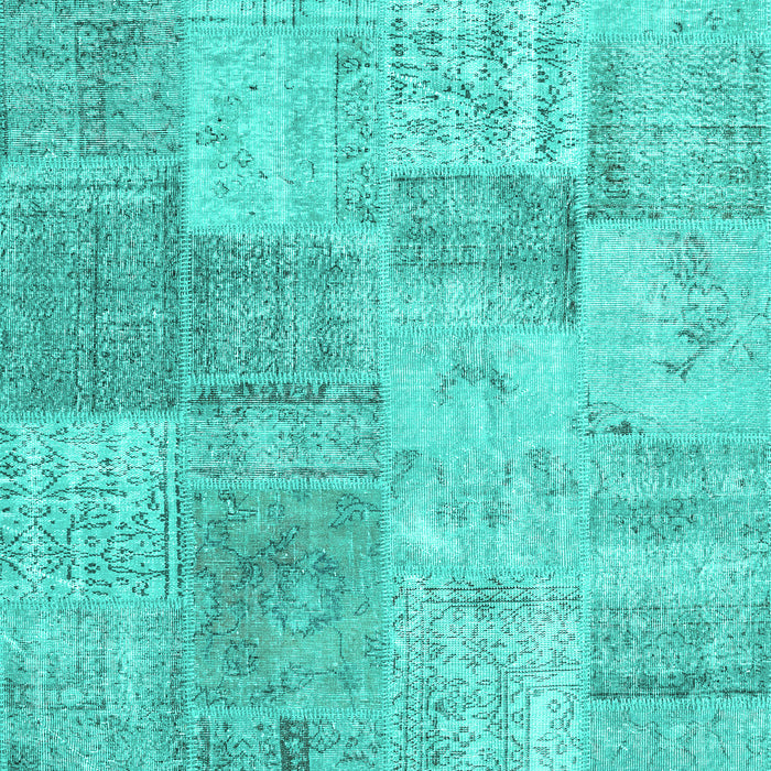 Machine Washable Patchwork Turquoise Transitional Area Rugs, wshcon1979turq