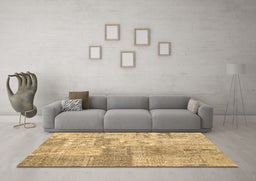 Machine Washable Patchwork Brown Transitional Rug in a Living Room,, wshcon1979brn