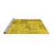 Sideview of Machine Washable Patchwork Yellow Transitional Rug, wshcon1979yw