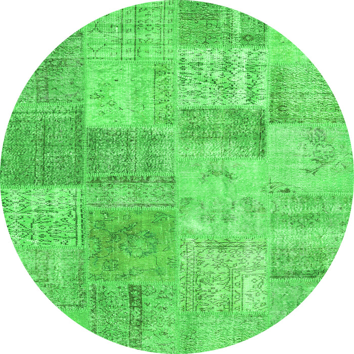 Machine Washable Patchwork Green Transitional Area Rugs, wshcon1979grn