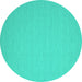 Round Machine Washable Abstract Turquoise Contemporary Area Rugs, wshcon197turq