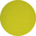 Round Machine Washable Abstract Yellow Contemporary Rug, wshcon197yw