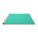 Sideview of Machine Washable Abstract Turquoise Contemporary Area Rugs, wshcon197turq