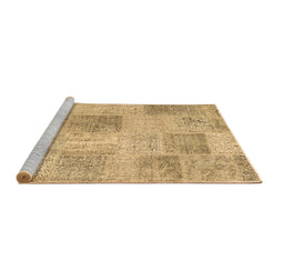 Sideview of Machine Washable Patchwork Brown Transitional Rug, wshcon1980brn