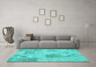 Machine Washable Patchwork Turquoise Transitional Area Rugs in a Living Room,, wshcon1980turq