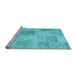 Sideview of Machine Washable Patchwork Light Blue Transitional Rug, wshcon1980lblu