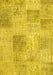 Machine Washable Patchwork Yellow Transitional Rug, wshcon1980yw