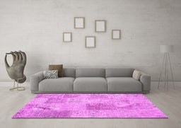 Machine Washable Patchwork Pink Transitional Rug in a Living Room, wshcon1980pnk