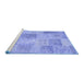 Sideview of Machine Washable Patchwork Blue Transitional Rug, wshcon1980blu