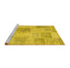 Sideview of Machine Washable Patchwork Yellow Transitional Rug, wshcon1980yw