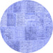 Round Patchwork Blue Transitional Rug, con1980blu