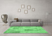 Machine Washable Patchwork Emerald Green Transitional Area Rugs in a Living Room,, wshcon1980emgrn