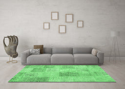 Machine Washable Patchwork Emerald Green Transitional Area Rugs in a Living Room,, wshcon1980emgrn