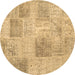 Round Patchwork Brown Transitional Rug, con1980brn