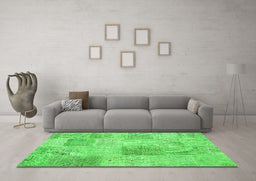 Machine Washable Patchwork Green Transitional Area Rugs in a Living Room,, wshcon1980grn