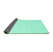 Sideview of Solid Turquoise Modern Rug, con1981turq