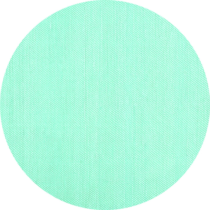 Round Machine Washable Solid Turquoise Modern Area Rugs, wshcon1981turq