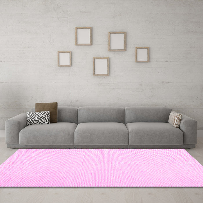 Machine Washable Solid Pink Modern Rug in a Living Room, wshcon1981pnk
