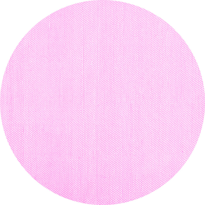 Round Machine Washable Solid Pink Modern Rug, wshcon1981pnk