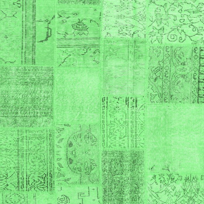 Machine Washable Patchwork Emerald Green Transitional Area Rugs, wshcon1982emgrn