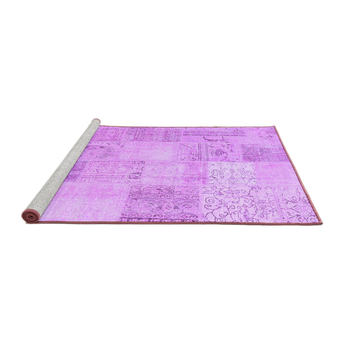 Sideview of Machine Washable Patchwork Purple Transitional Area Rugs, wshcon1982pur