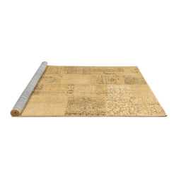 Sideview of Machine Washable Patchwork Brown Transitional Rug, wshcon1982brn