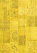 Machine Washable Patchwork Yellow Transitional Rug, wshcon1982yw