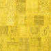 Square Machine Washable Patchwork Yellow Transitional Rug, wshcon1982yw