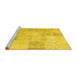 Sideview of Machine Washable Patchwork Yellow Transitional Rug, wshcon1982yw